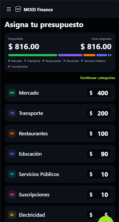 Preview de la app movil
